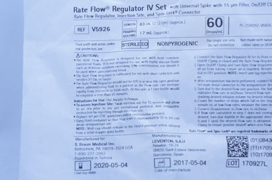 Braun V5926 Rate Flow Regulator IV Set 83inch 17ml 60 Drops/ml (x)
